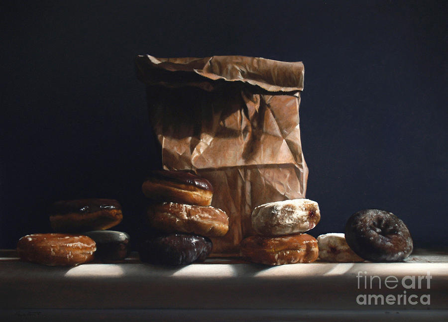 Bag Of Donuts Painting by Lawrence Preston