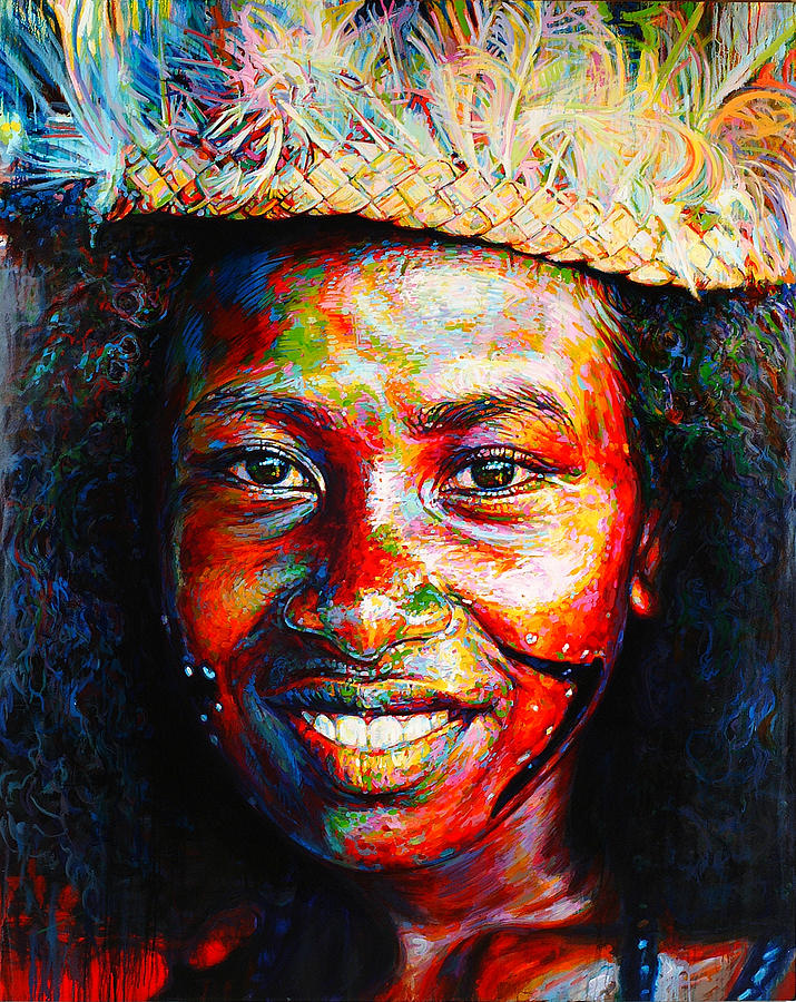Feather Painting - BagaBaga Canoe Girl by Stephen Bennett