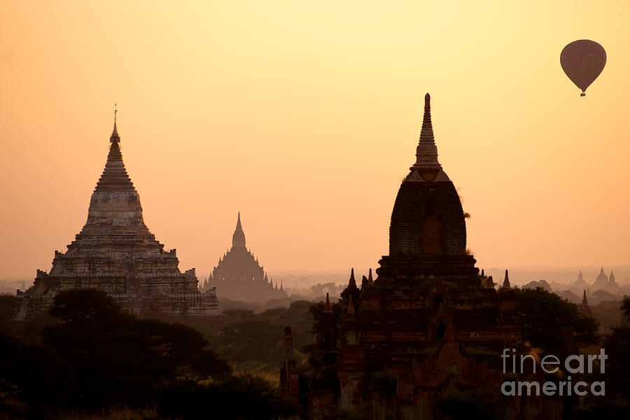 Bagan at Sunset - Myanmar Photograph by Luciano Mortula