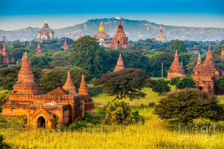 Bagan sunset - Myanmar Photograph by Luciano Mortula