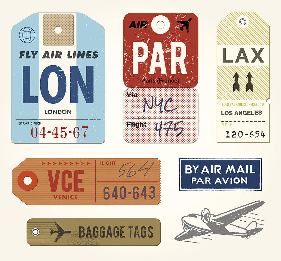 Baggage Tags and Stamps Drawing by Discan