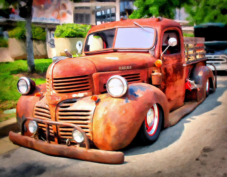 Old Truck Painting - Bagged Out Dodge by Michael Pickett