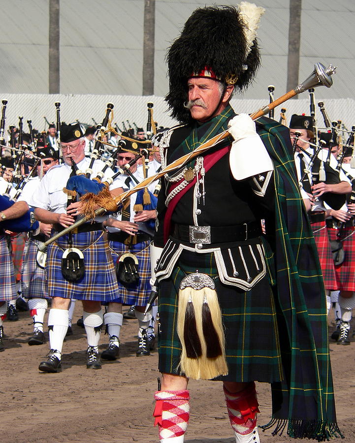 Bagpipe Band Drum Major Photograph by Jeff Lowe