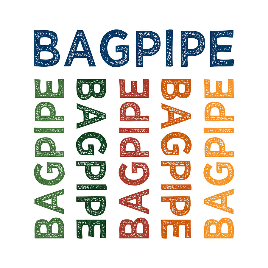 Typography Digital Art - Bagpipe Cute Colorful by Flo Karp