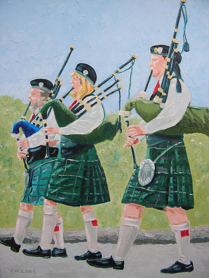Bagpipers Painting by Jill Ciccone Pike