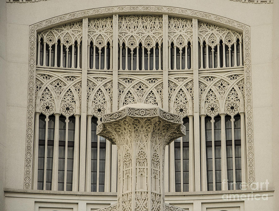 Architecture Photograph - Bahai House of Worship Window Detail Wilmette Illinois by Deborah Smolinske