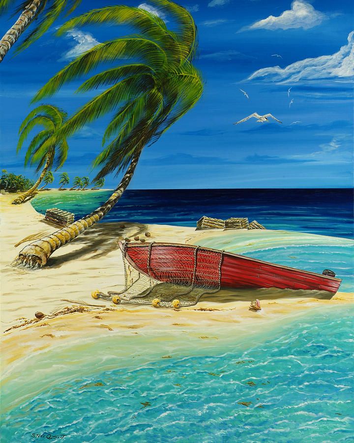 Seagull Painting - Bahama Beach by Steve Ozment