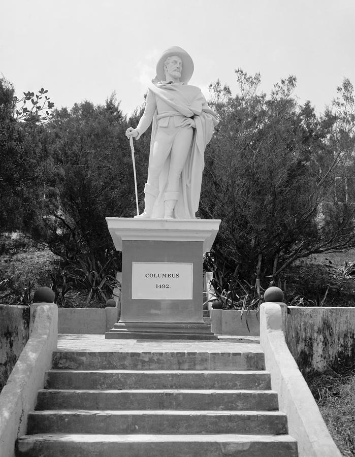 Bahamas Columbus Statue Photograph by Granger