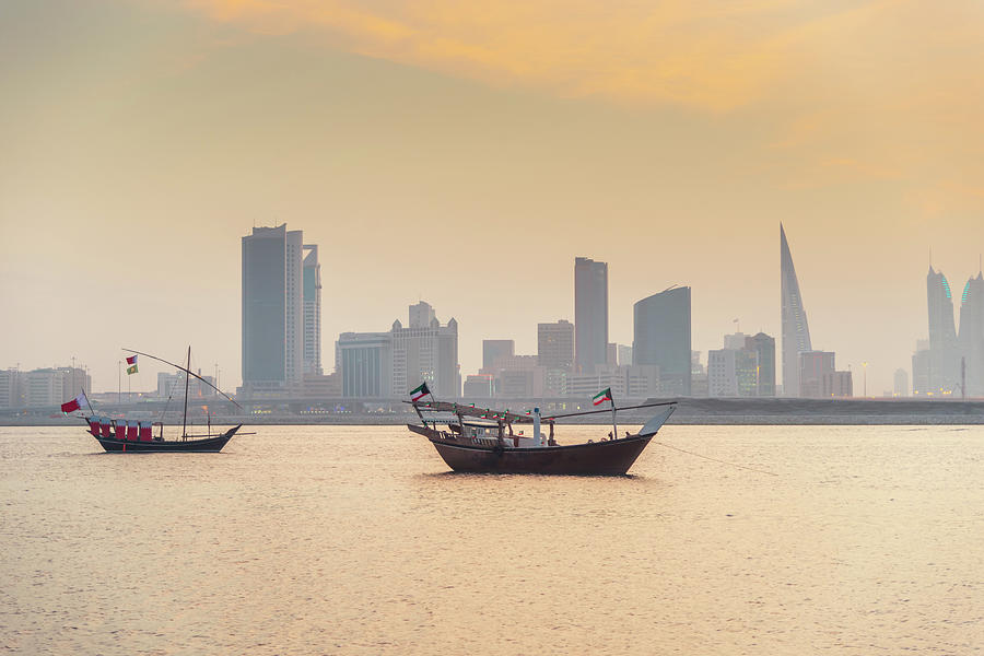Bahrain Manama Skyline And Dhows At Photograph by Mlenny