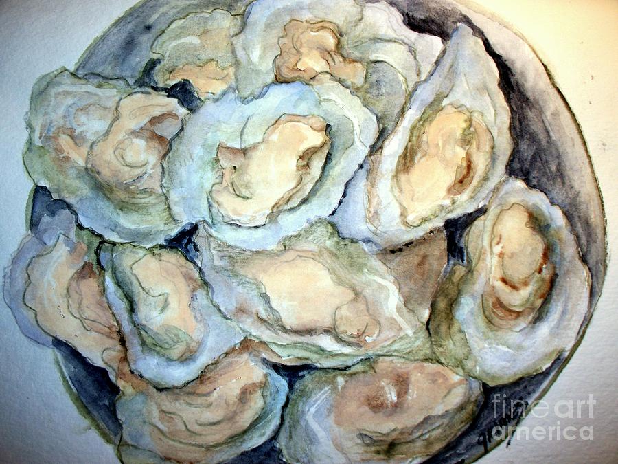 Baked Oysters in Shells Painting by Carol Grimes