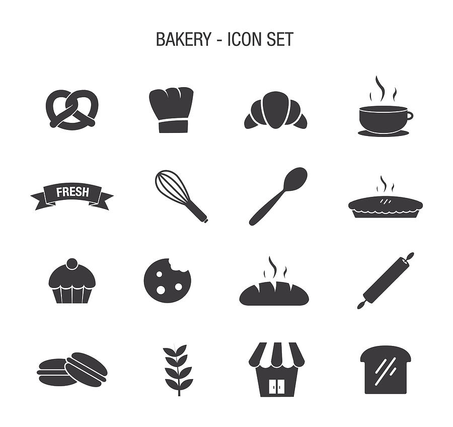 Bakery Icon Set Drawing by Bamlou