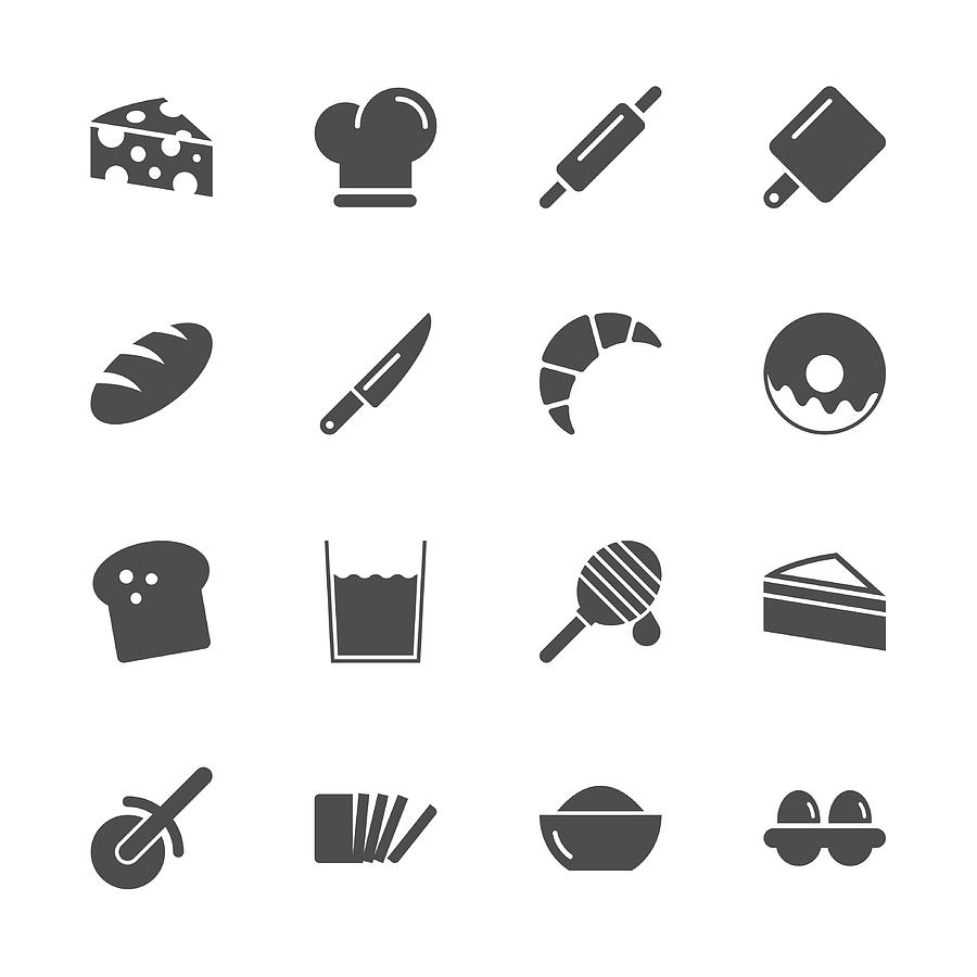 Bakery Icons - Gray Series Drawing by Rakdee