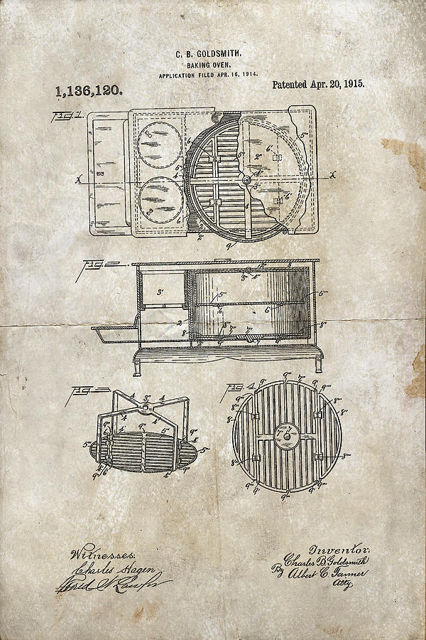 Baking Oven Patent 1915 Digital Art by Paulette B Wright
