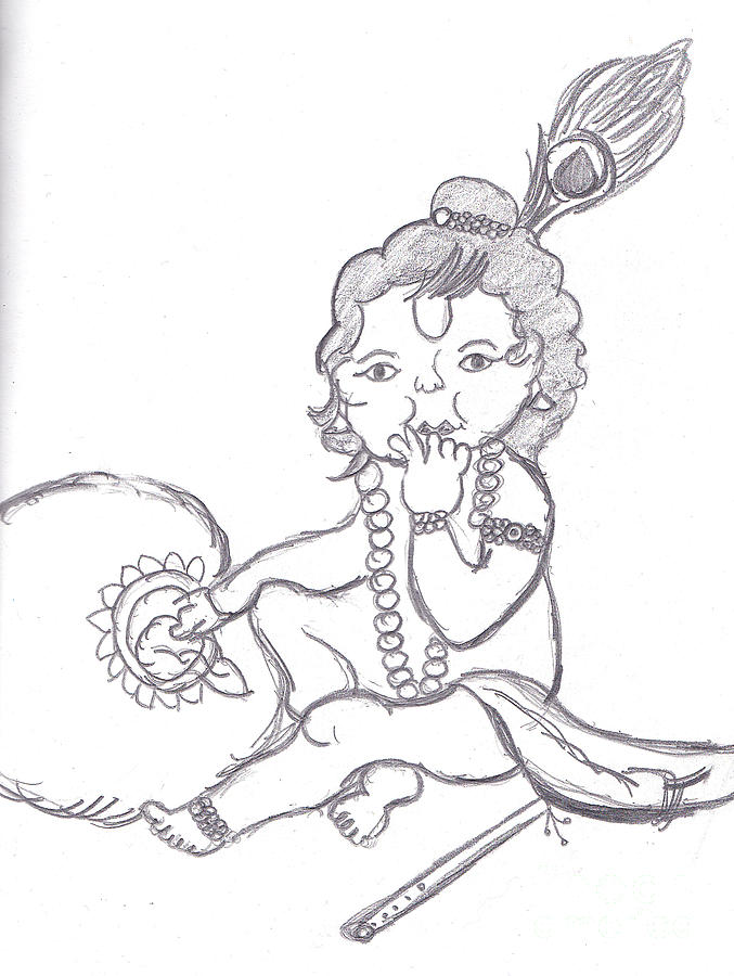 Buy Krishna Drawing Original or Limited Edition Prints. Gopal With Online  in India - Etsy
