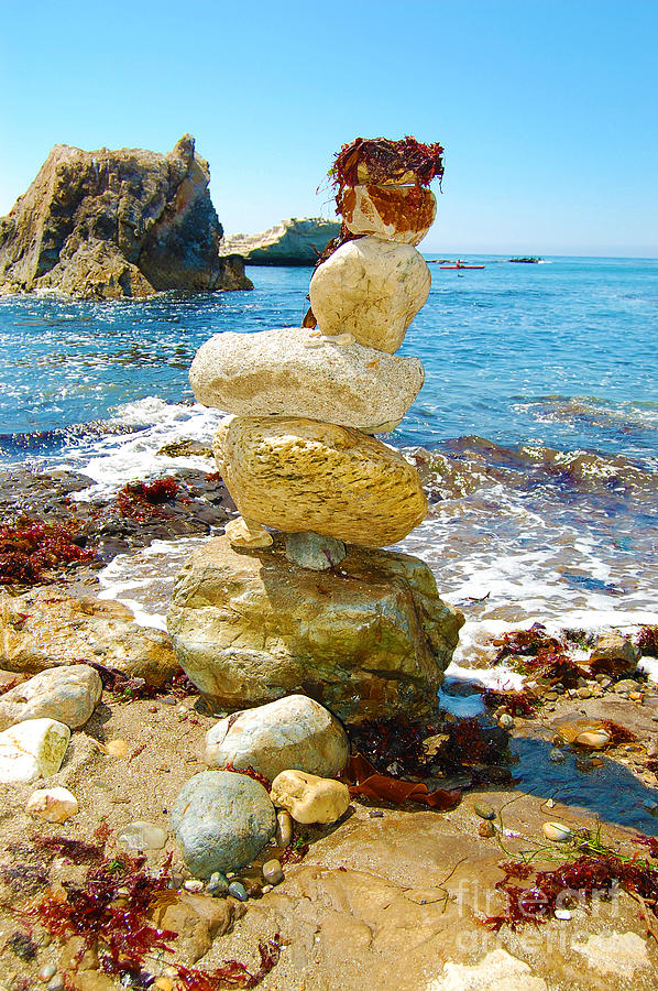 Balanced Beach Rock Stack Photograph by Debra Thompson