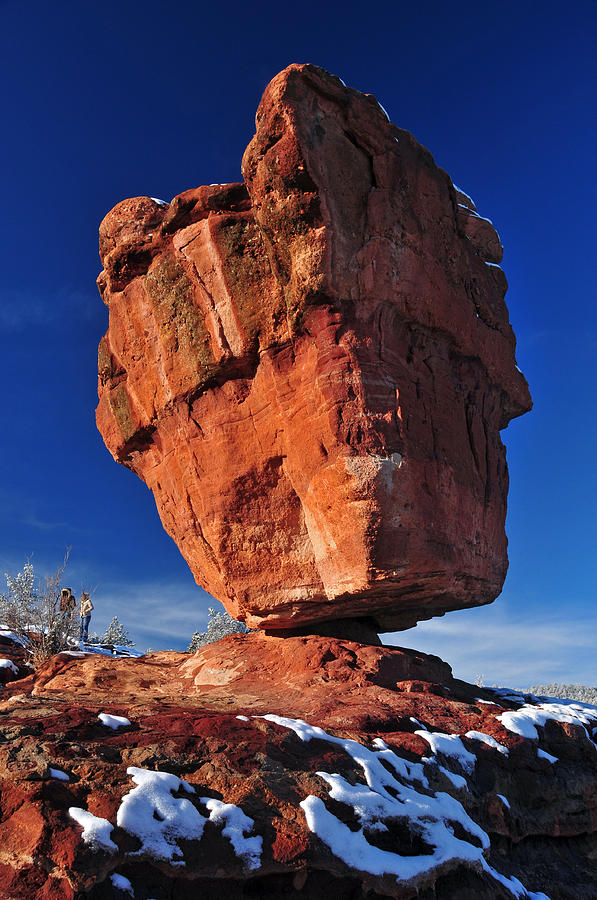 Balanced Rock at Garden of the Gods with Snow Photograph by John Hoffman