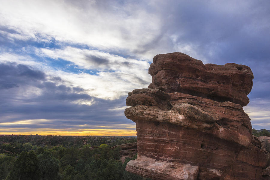 Landscape Photograph - Balanced Rock At Sunrise - Garden Of The Gods - Colorado Springs by Brian Harig