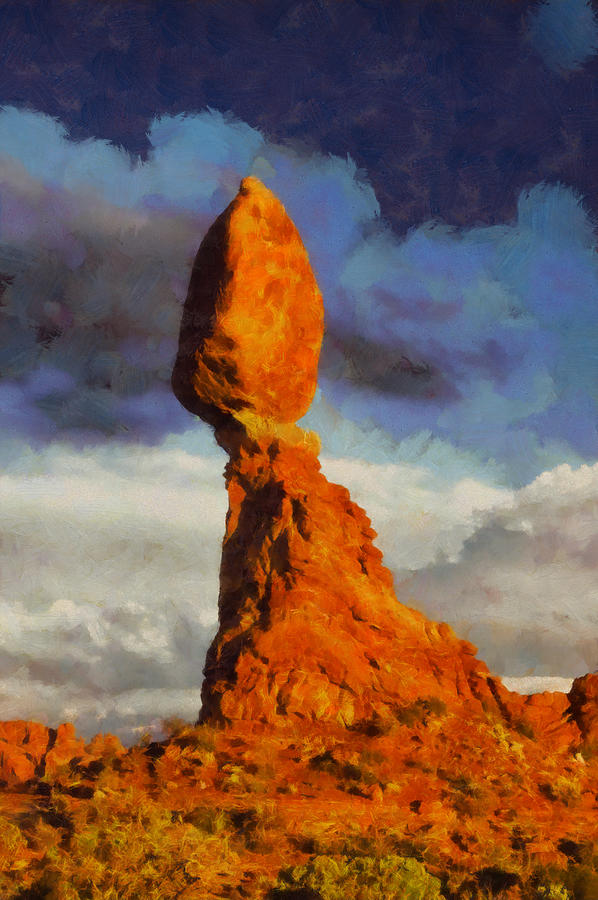 Balanced Rock at Sunset Digital Painting Digital Art by Mark Kiver