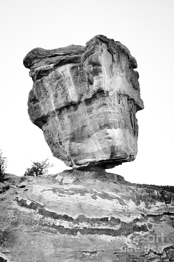 Nature Photograph - Balanced Rock in Black and White by Cheryl McClure