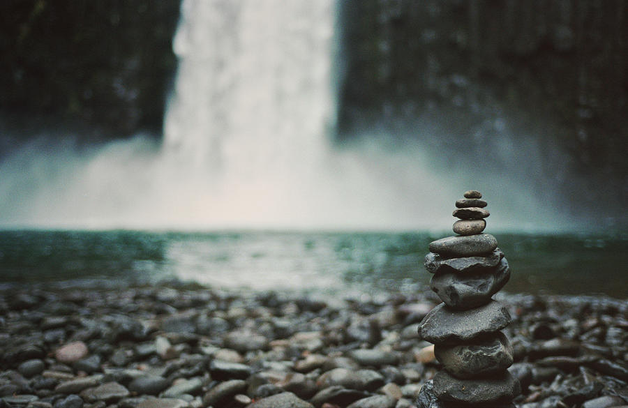 Balanced Rock Pile At Waterfall Photograph by Danielle D. Hughson