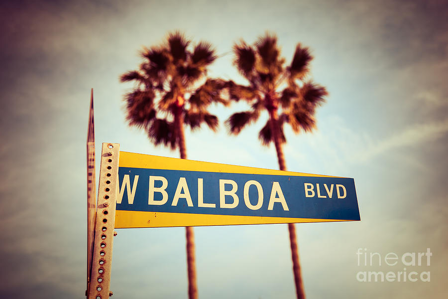Newport Beach Photograph - Balboa Blvd Street Sign Newport Beach Photo by Paul Velgos