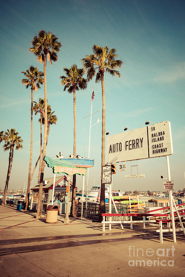 Newport Beach Photograph - Balboa Island Ferry Nostalgic Vintage Picture by Paul Velgos