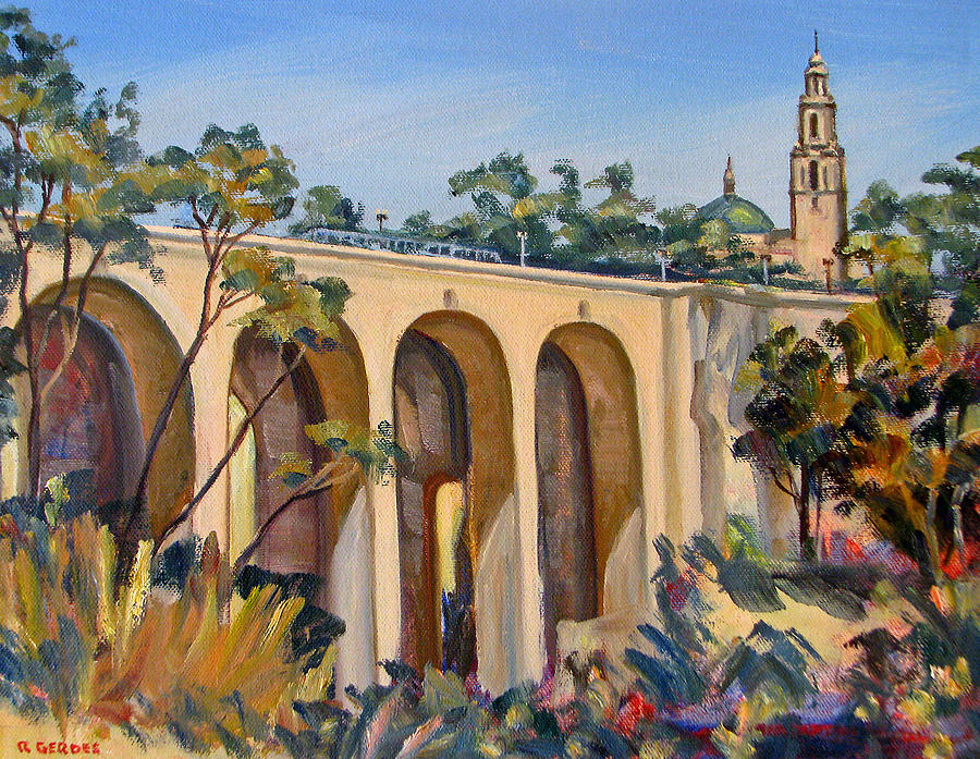 Tree Painting - Balboa Park Bridge San Diego by Robert Gerdes