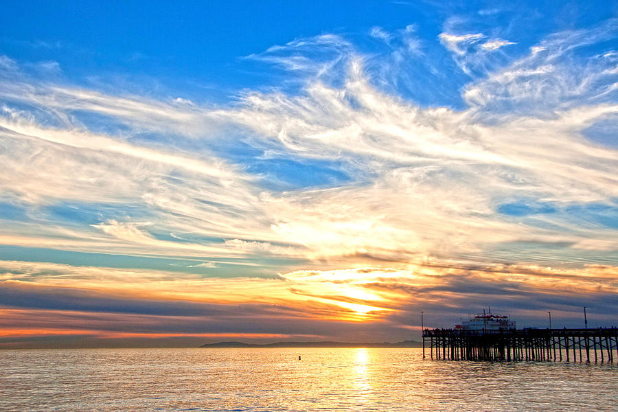 Sunset Photograph - Balboa Sunset and Pier Landscape HDR by Chris Brannen