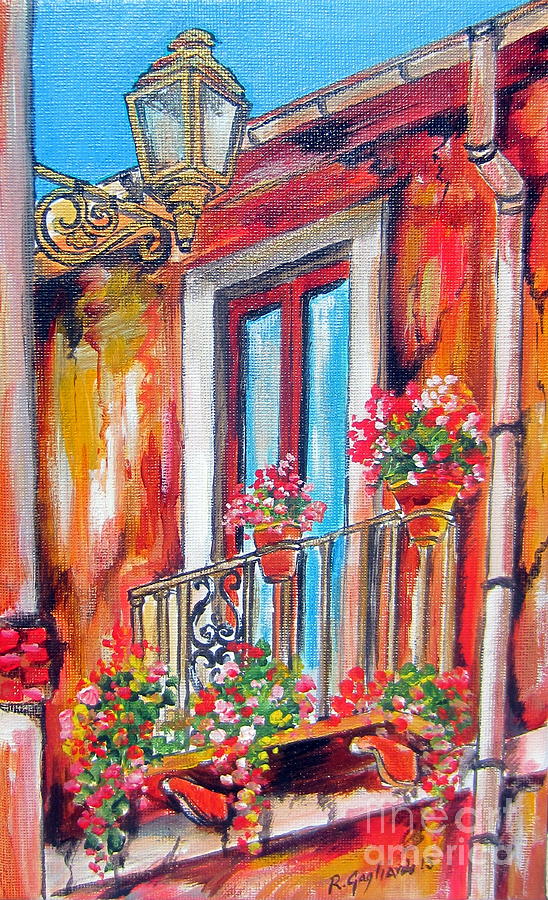 Balcone fiorito Painting by Roberto Gagliardi