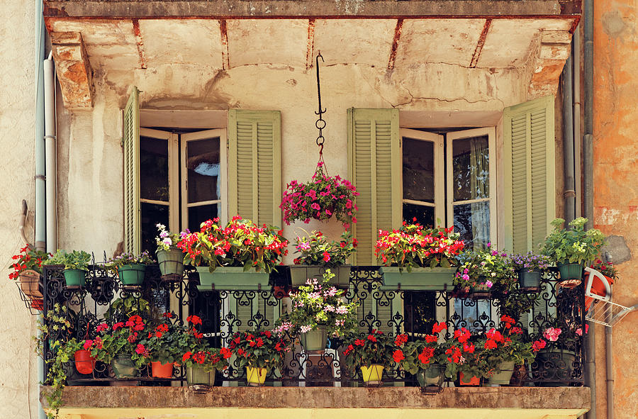 Balcony Decorated With Flowers Photograph by Mammuth