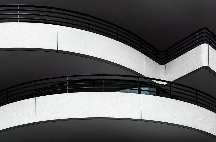 Black And White Photograph - Balcony Lines by Gilbert Claes