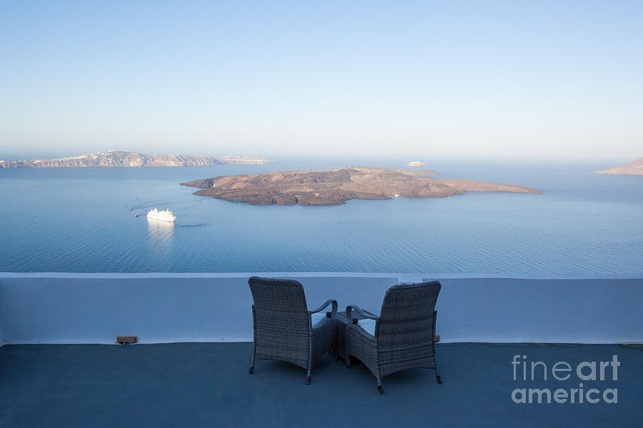 Balcony on the mediterranean sea Santorini Greece Photograph by Matteo Colombo