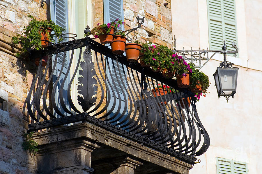 Balcony With Flowerpots, Assisi Photograph by Tim Holt