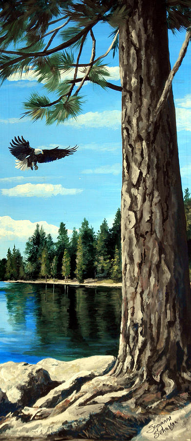 Bald Eagle Flying Free Painting by Suzanne Schaefer