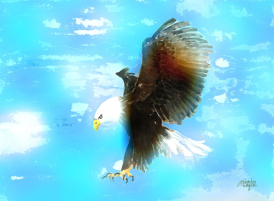 Bald Eagle In Flight Mixed Media by Arline Wagner