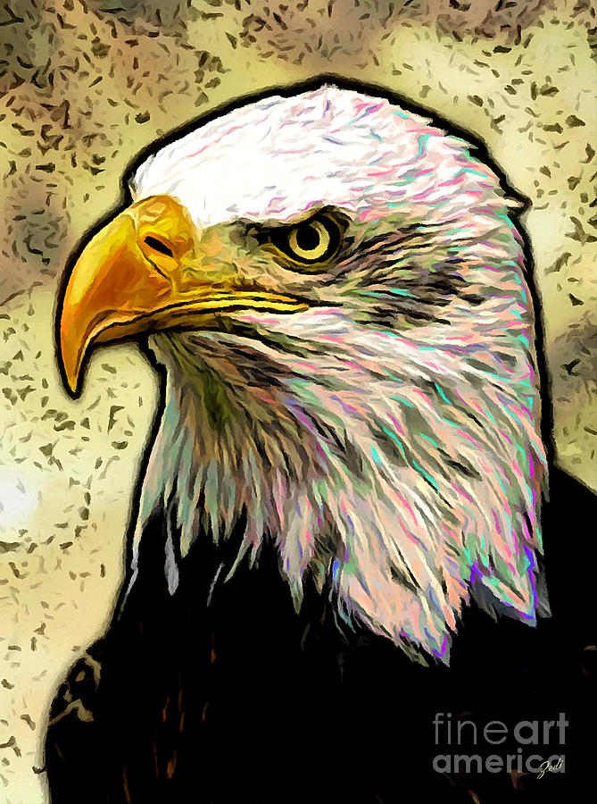 Bald Eagle Digital Art by Ze  Di