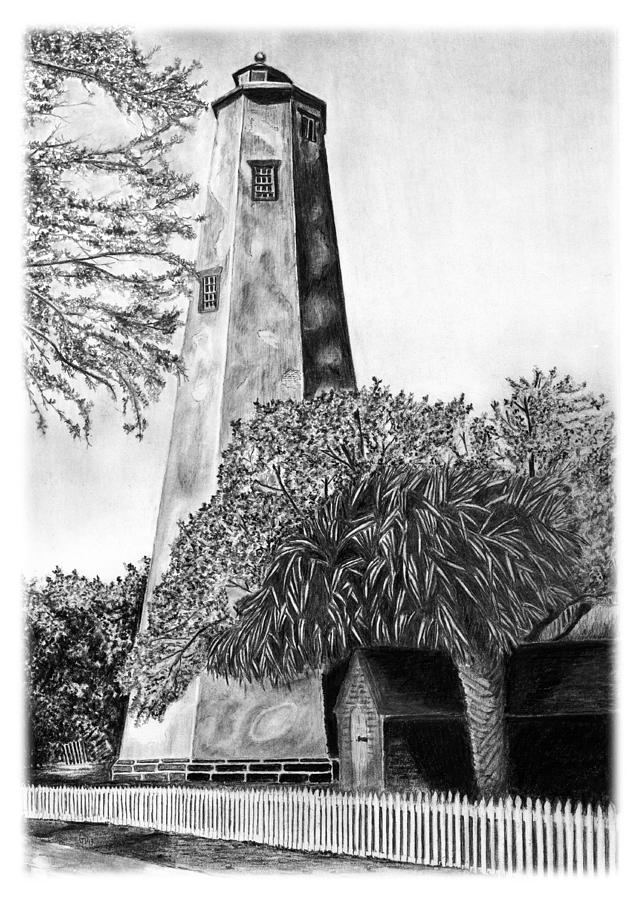 Lighthouse Drawing - Bald Head Island Lighthouse by Greg DiNapoli