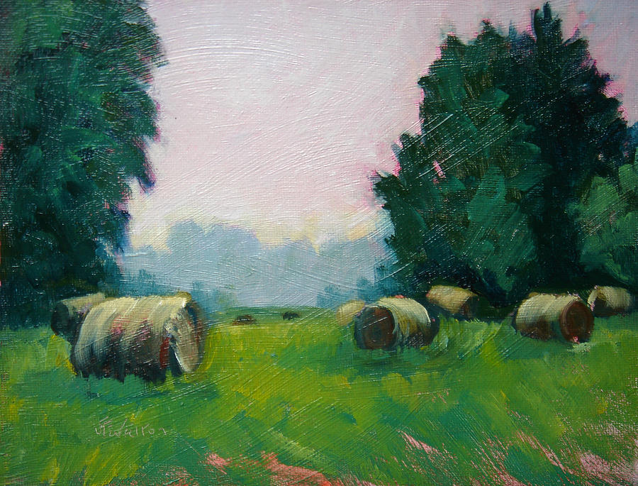Bales in the Morning Painting by Judy Fischer Walton