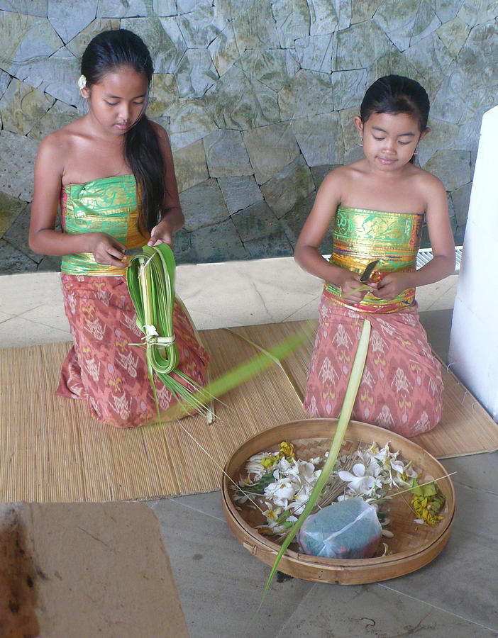Bali girls weaving Photograph by Jack Adams Bali girls weaving Photograph by Jack Adams