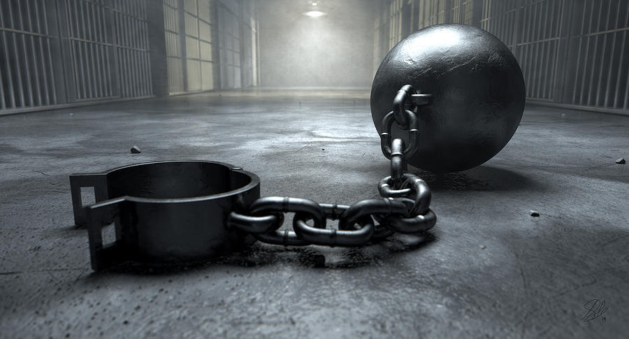 Ball And Chain In Prison Digital Art