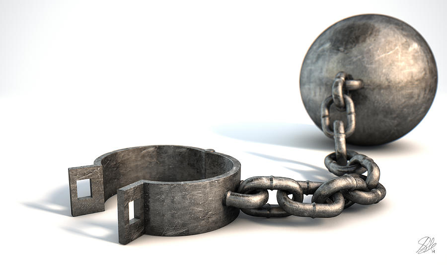 Ball Digital Art - Ball And Chain Isolated by Allan Swart