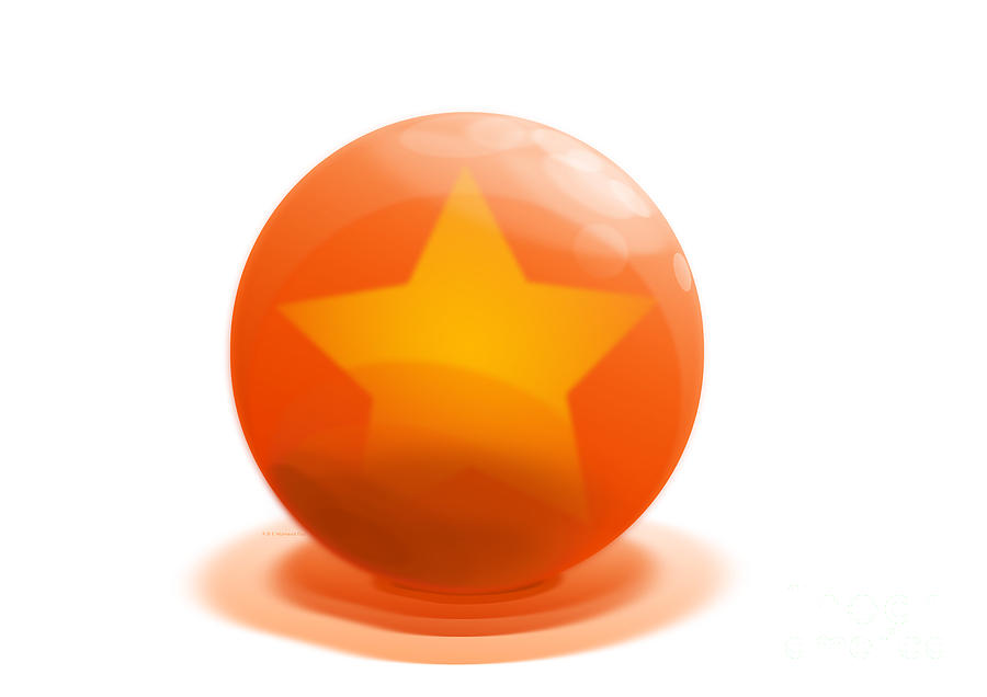 orange Ball decorated with star white background Digital Art by Vintage Collectables