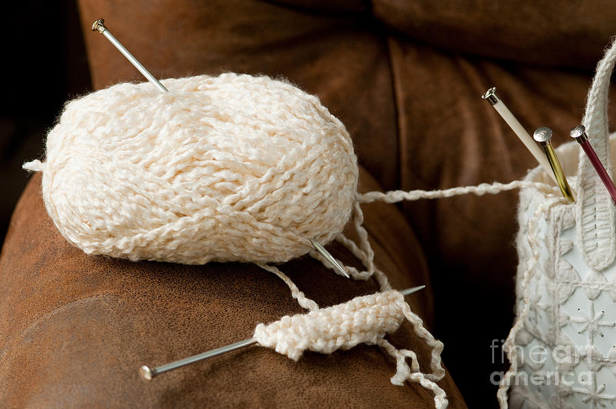 Ball Of Yarn With Knitting Needles Photograph by Jim Corwin