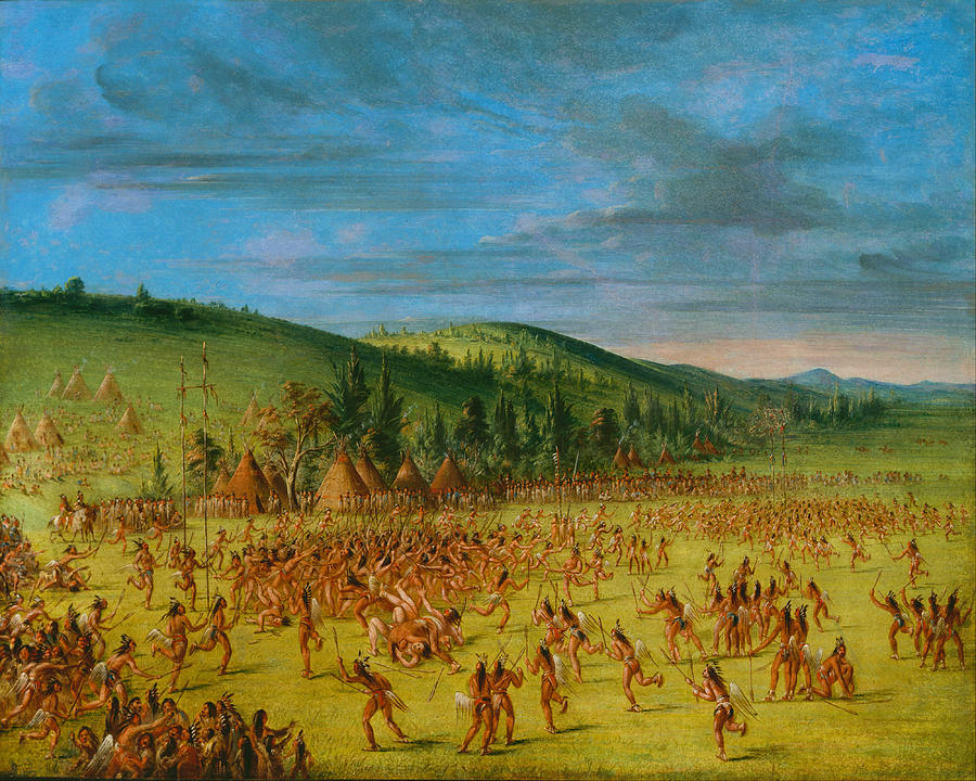 George Catlin Painting - Ball-play of the Choctaw--Ball Up by George Catlin