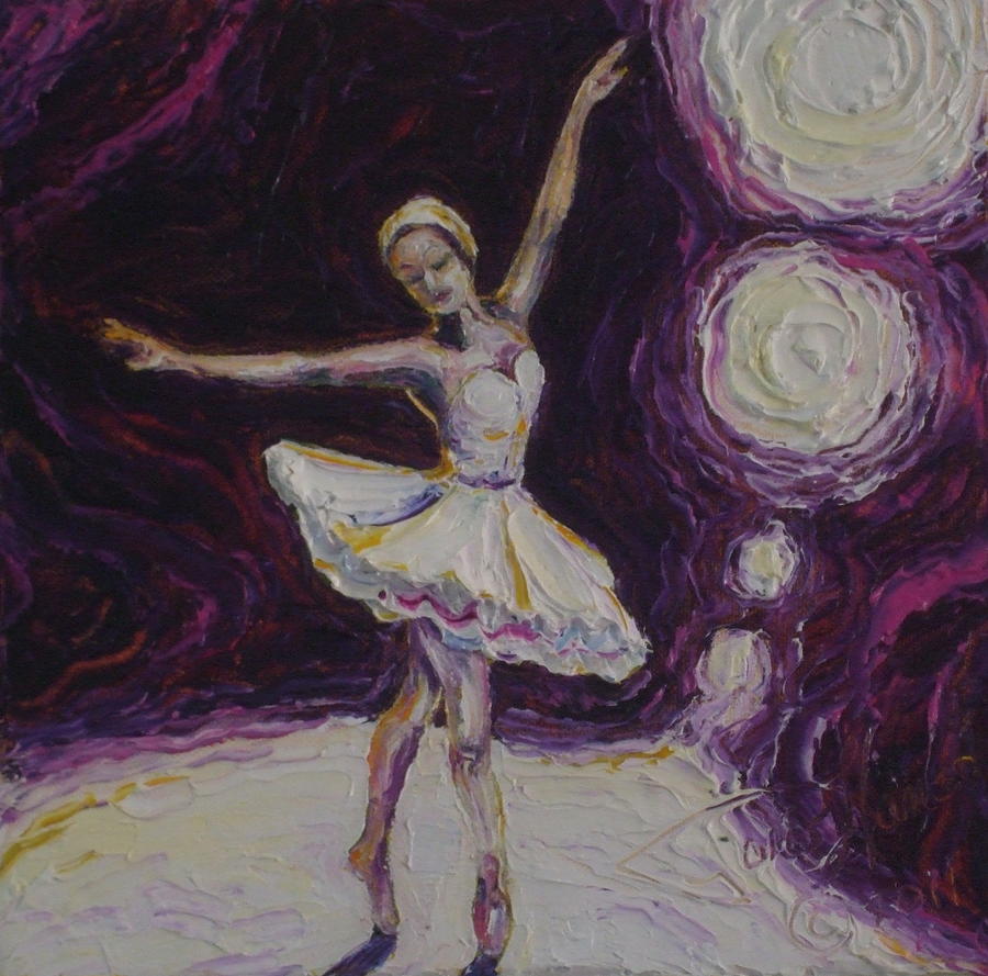 Ballerina Dancin in Purple Painting by Paris Wyatt Llanso