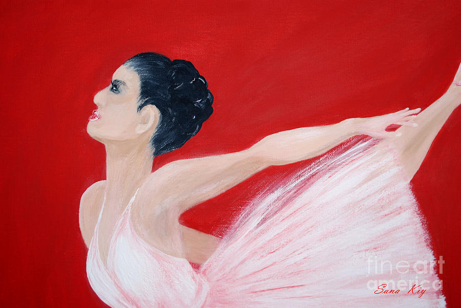 Ballerina. Greeting Card Painting by Oksana Semenchenko