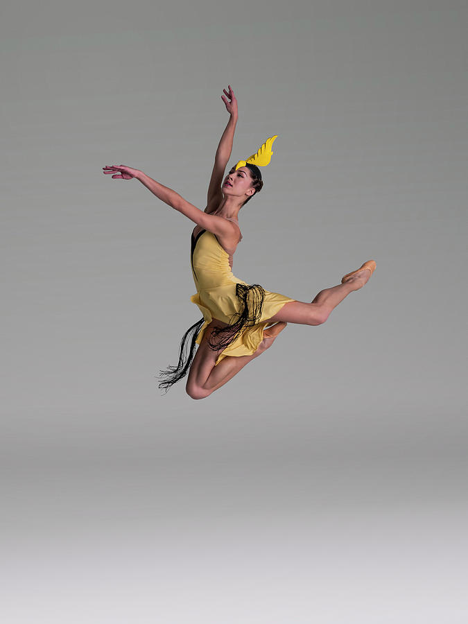 Ballerina In Bird Costume Leaping Photograph by Nisian Hughes