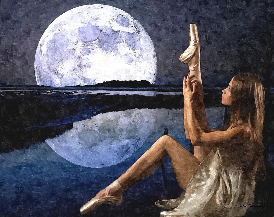Moon Painting - Ballerina In Moonshine by Janos Szijarto Moon Painting - Ballerina In Moonshine by Janos Szijarto