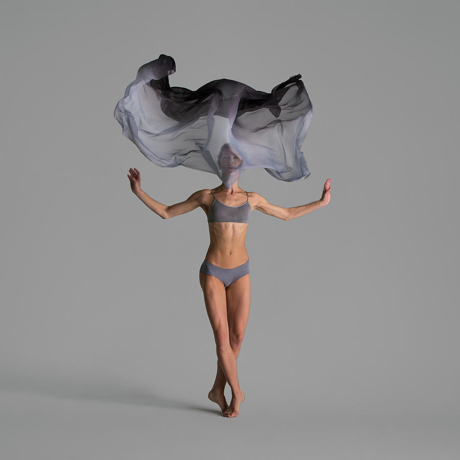 Ballerina Performing With Silk Hovering Photograph by Nisian Hughes