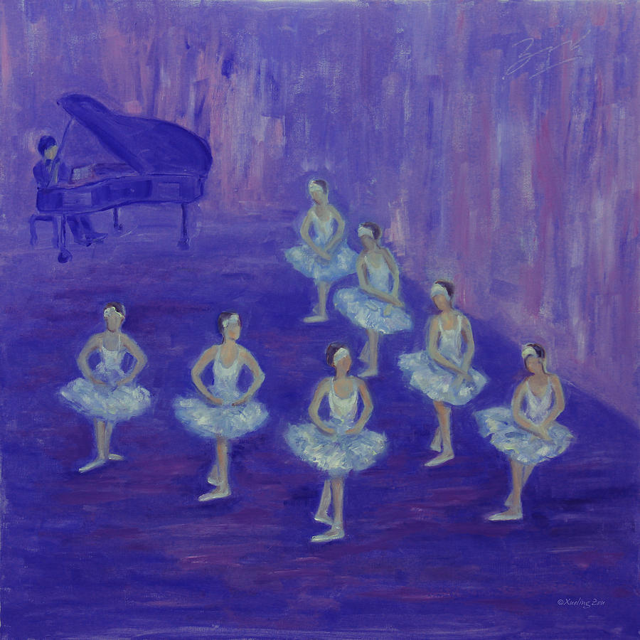 Ballerina Rehearsal Painting by Xueling Zou